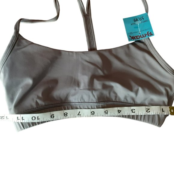 Beige Strappy Un Padded Sports Bra Crop Top - Picture 6 of 7